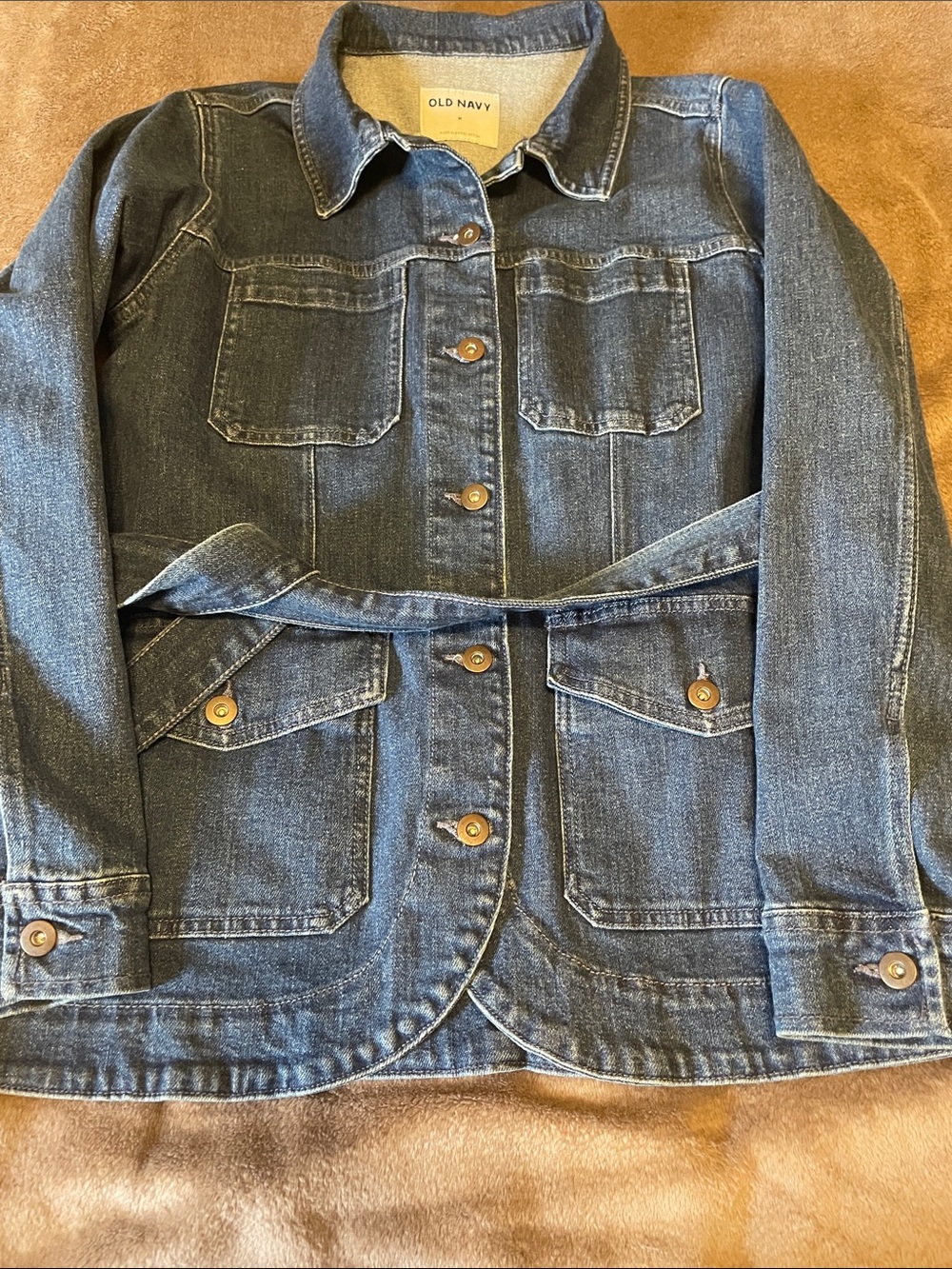 Old Navy Blue Denim Jacket with Waist Tie - Picture 3 of 5